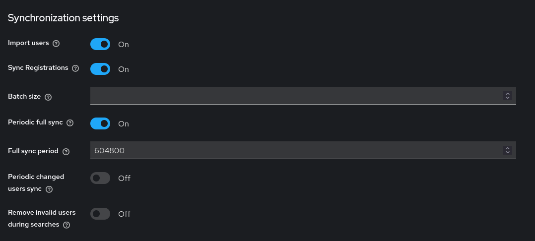 Synchronization settings