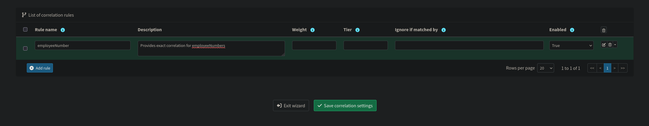 Setting up Correlation